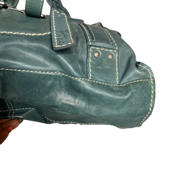 FOSSIL BLUE LEATHER SATCHEL - Picture 6 of 16